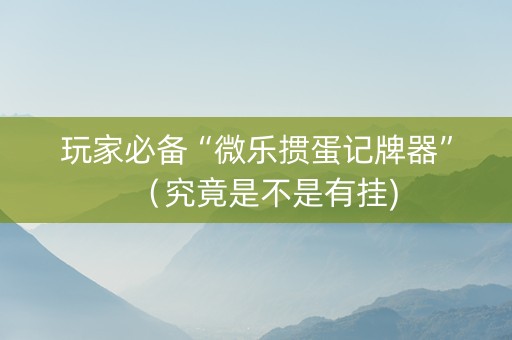 玩家必备“微乐掼蛋记牌器”（究竟是不是有挂)