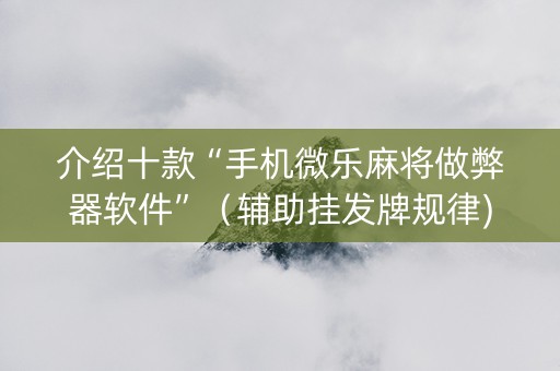 介绍十款“手机微乐麻将做弊器软件”（辅助挂发牌规律)
