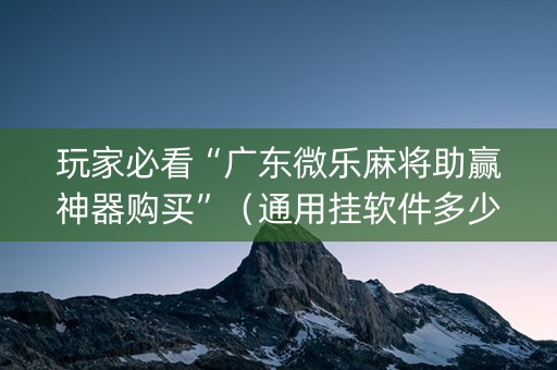 玩家必看“广东微乐麻将助赢神器购买”（通用挂软件多少钱)