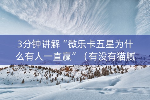 3分钟讲解“微乐卡五星为什么有人一直赢”（有没有猫腻)