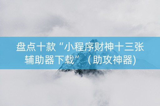 盘点十款“小程序财神十三张辅助器下载”（助攻神器)