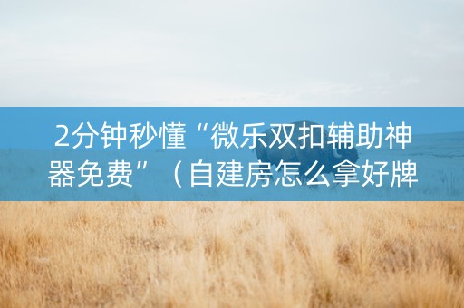 2分钟秒懂“微乐双扣辅助神器免费”（自建房怎么拿好牌)