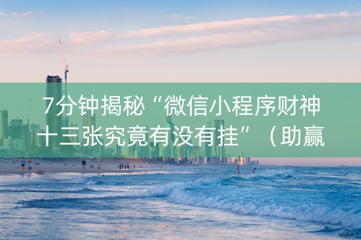 7分钟揭秘“微信小程序财神十三张究竟有没有挂”（助赢神器)