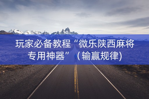 玩家必备教程“微乐陕西麻将专用神器”（输赢规律)