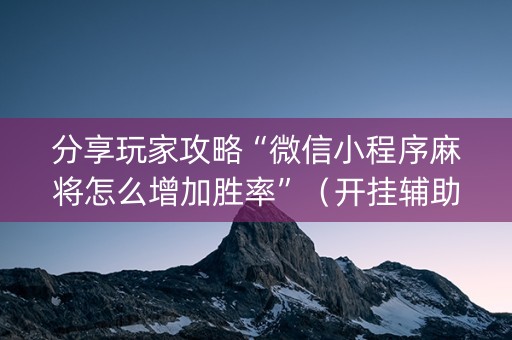分享玩家攻略“微信小程序麻将怎么增加胜率”（开挂辅助插件)