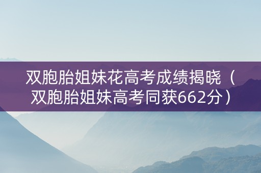双胞胎姐妹花高考成绩揭晓（双胞胎姐妹高考同获662分）