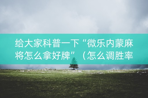 给大家科普一下“微乐内蒙麻将怎么拿好牌”（怎么调胜率)