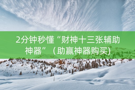 2分钟秒懂“财神十三张辅助神器”（助赢神器购买)
