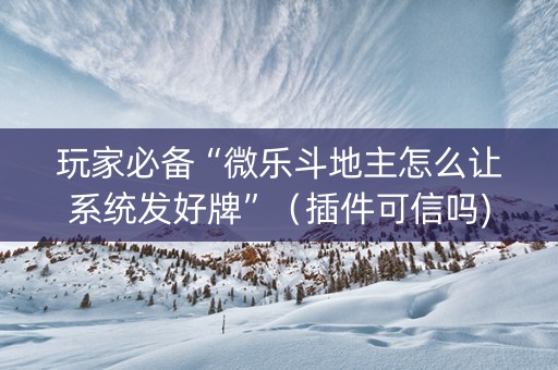 玩家必备“微乐斗地主怎么让系统发好牌”（插件可信吗)