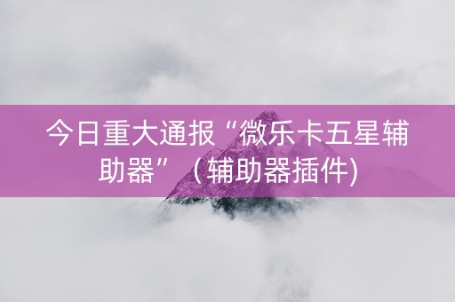 今日重大通报“微乐卡五星辅助器”（辅助器插件)