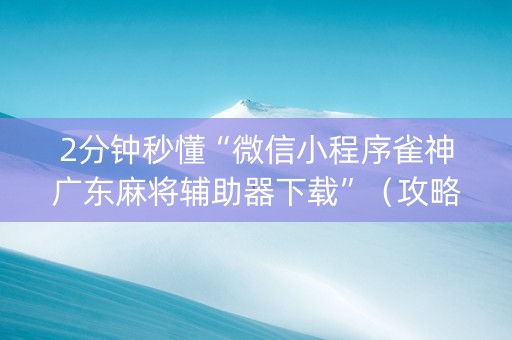 2分钟秒懂“微信小程序雀神广东麻将辅助器下载”（攻略插件)