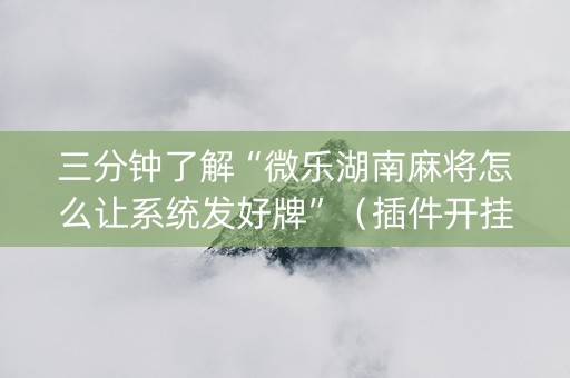 三分钟了解“微乐湖南麻将怎么让系统发好牌”（插件开挂免费AI)