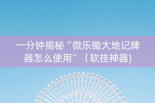 一分钟揭秘“微乐锄大地记牌器怎么使用”（软挂神器)