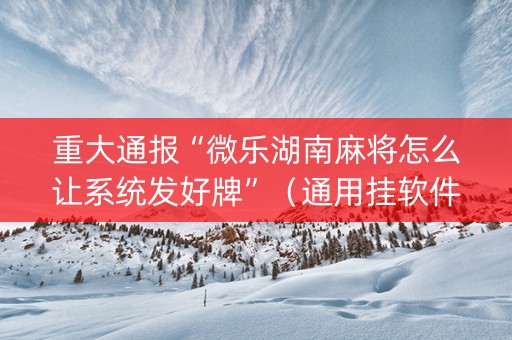 重大通报“微乐湖南麻将怎么让系统发好牌”（通用挂软件多少钱)
