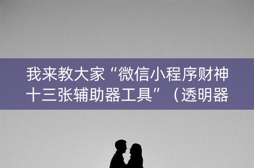 我来教大家“微信小程序财神十三张辅助器工具”（透明器教程)