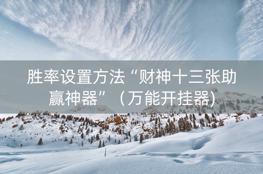 胜率设置方法“财神十三张助赢神器”（万能开挂器)