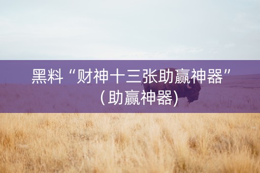 黑料“财神十三张助赢神器”（助赢神器)
