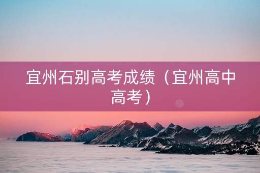 宜州石别高考成绩（宜州高中高考）