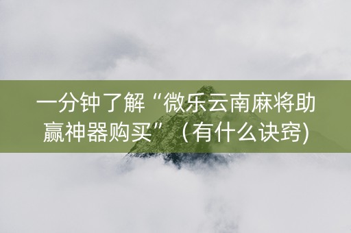 一分钟了解“微乐云南麻将助赢神器购买”（有什么诀窍)