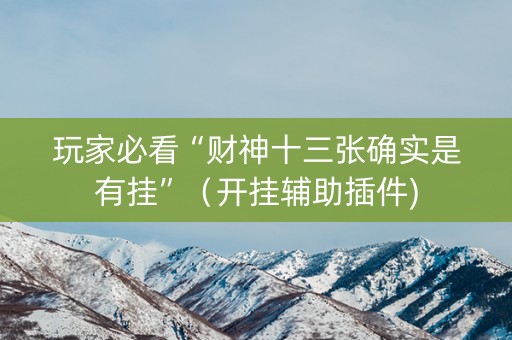 玩家必看“财神十三张确实是有挂”（开挂辅助插件)
