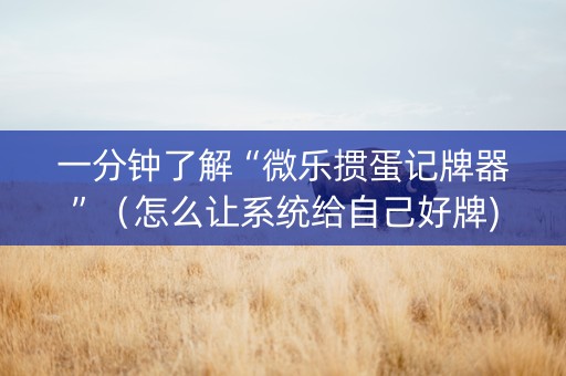 一分钟了解“微乐掼蛋记牌器”（怎么让系统给自己好牌)
