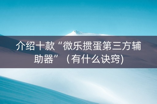 介绍十款“微乐掼蛋第三方辅助器”（有什么诀窍)