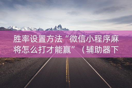 胜率设置方法“微信小程序麻将怎么打才能赢”（辅助器下载)