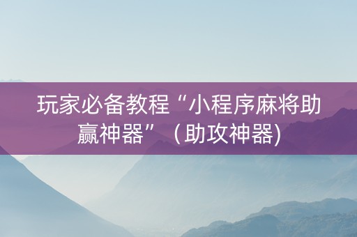 玩家必备教程“小程序麻将助赢神器”（助攻神器)