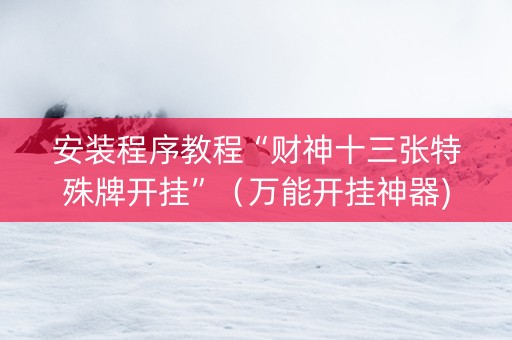 安装程序教程“财神十三张特殊牌开挂”（万能开挂神器)