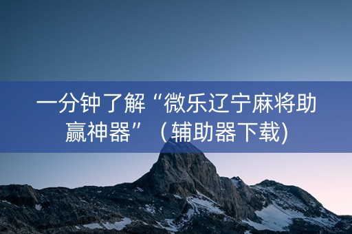 一分钟了解“微乐辽宁麻将助赢神器”（辅助器下载)