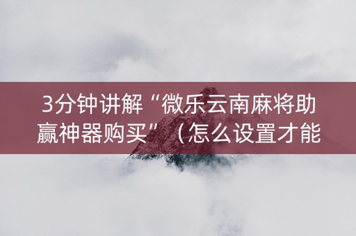3分钟讲解“微乐云南麻将助赢神器购买”（怎么设置才能赢)