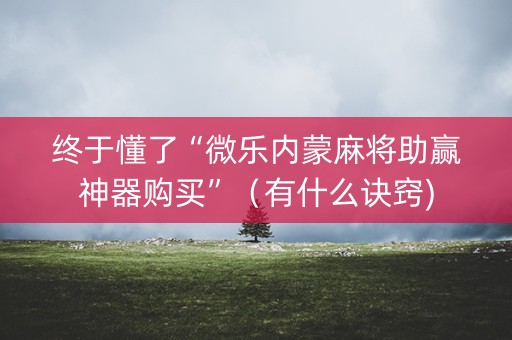 终于懂了“微乐内蒙麻将助赢神器购买”（有什么诀窍)