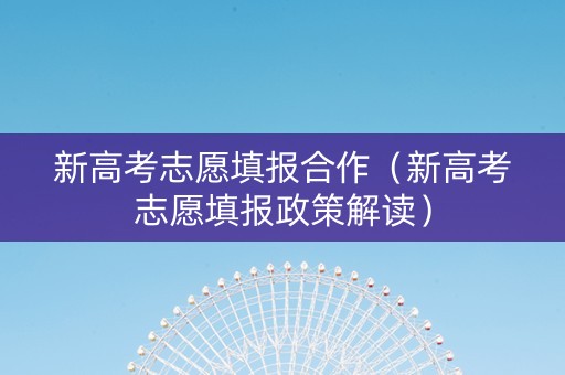 新高考志愿填报合作（新高考志愿填报政策解读）