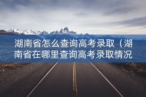 湖南省怎么查询高考录取（湖南省在哪里查询高考录取情况）