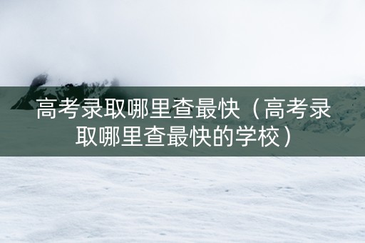 高考录取哪里查最快（高考录取哪里查最快的学校）