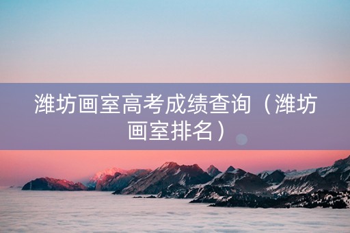 潍坊画室高考成绩查询（潍坊画室排名）