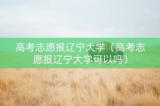 高考志愿报辽宁大学（高考志愿报辽宁大学可以吗）