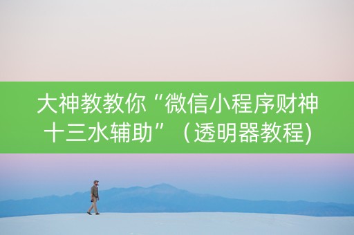 大神教教你“微信小程序财神十三水辅助”（透明器教程)