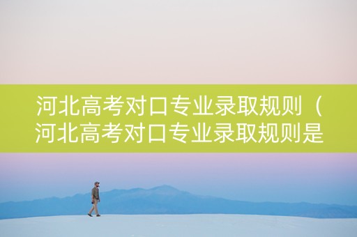 河北高考对口专业录取规则（河北高考对口专业录取规则是什么）