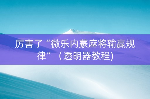厉害了“微乐内蒙麻将输赢规律”（透明器教程)