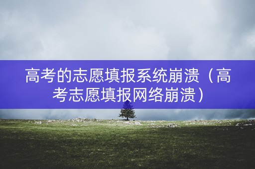 高考的志愿填报系统崩溃（高考志愿填报网络崩溃）