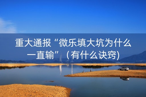 重大通报“微乐填大坑为什么一直输”（有什么诀窍)