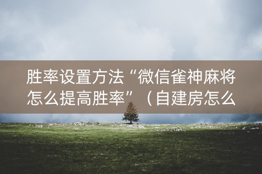 胜率设置方法“微信雀神麻将怎么提高胜率”（自建房怎么赢)