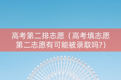 高考第二排志愿（高考填志愿第二志愿有可能被录取吗?）