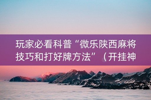 玩家必看科普“微乐陕西麻将技巧和打好牌方法”（开挂神器下载)