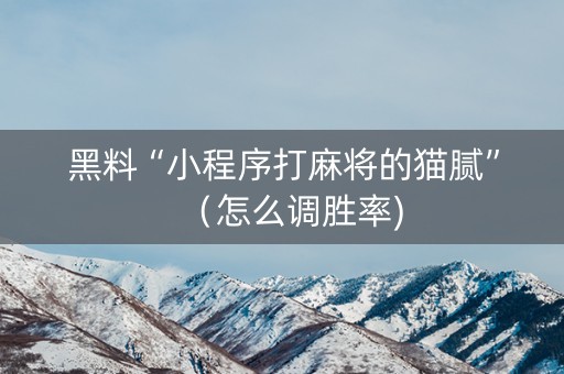 黑料“小程序打麻将的猫腻”（怎么调胜率)
