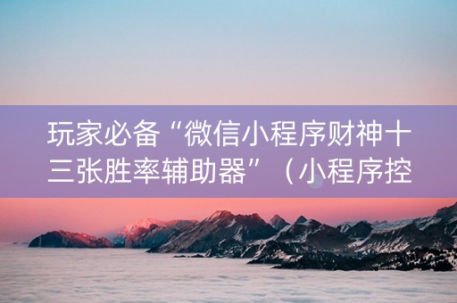 玩家必备“微信小程序财神十三张胜率辅助器”（小程序控牌器)
