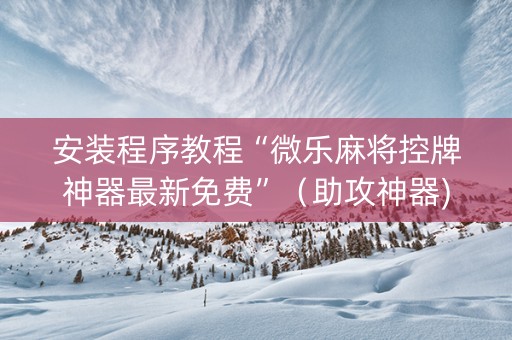 安装程序教程“微乐麻将控牌神器最新免费”（助攻神器)