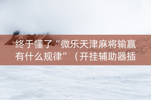 终于懂了“微乐天津麻将输赢有什么规律”（开挂辅助器插件)