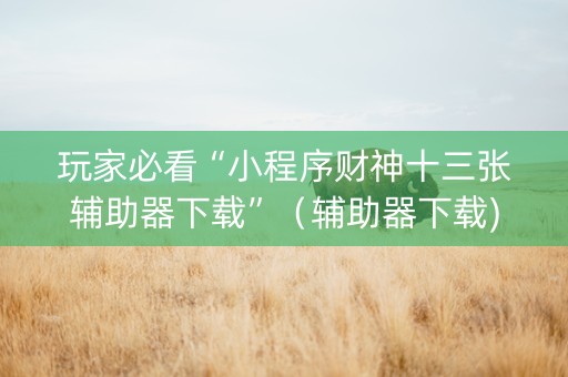 玩家必看“小程序财神十三张辅助器下载”（辅助器下载)